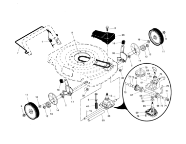 Drive Control/gear Case/wheels Diagram and Parts List for 917375610  Craftsman Lawn Mower