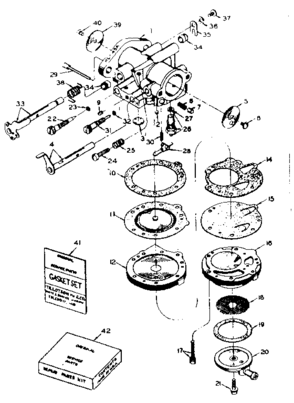 Carburetor #630650 Diagram and Parts List for 91760010  Craftsman Chainsaw