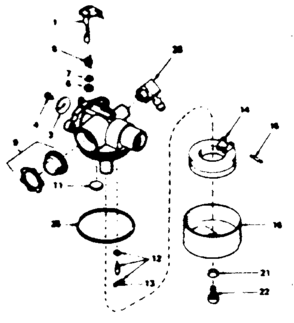 Carburetor Diagram and Parts List for 143364032  Craftsman Engine