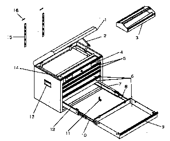 Chest Assy Diagram and Parts List for 706619780  Craftsman Tool Stand & Cart