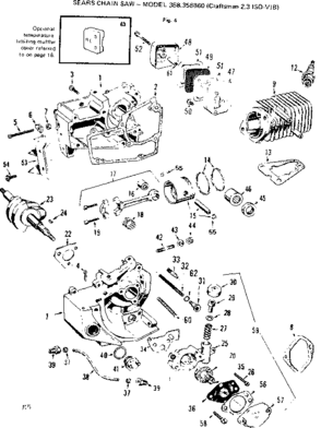 Oil Pump Assembly Diagram and Parts List for 358358860  Craftsman Chainsaw