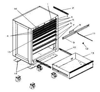 Tool Box Diagram and Parts List for 706619415  Craftsman Tool Stand & Cart