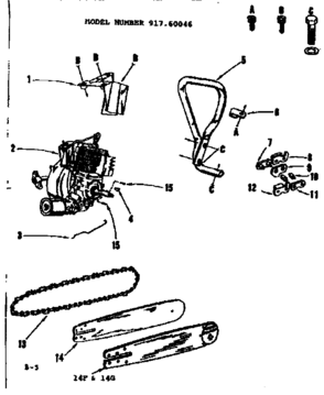 Engine / Chain And Guide Bar Diagram and Parts List for 91760046  Craftsman Chainsaw