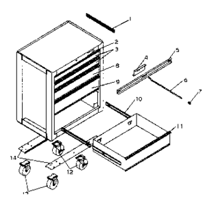 Cabinet Parts Diagram and Parts List for 706623890  Craftsman Tool Stand & Cart