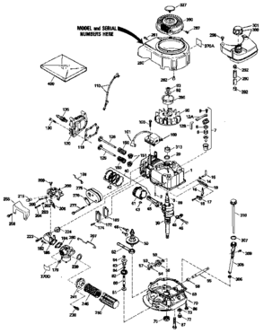 Replacement Parts Diagram and Parts List for 143424452  Craftsman Engine
