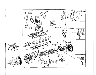 Base Assembly Diagram and Parts List for 53681683  Craftsman Lawn Mower