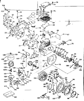 Basic Engine Diagram and Parts List for 143609052  Craftsman Engine