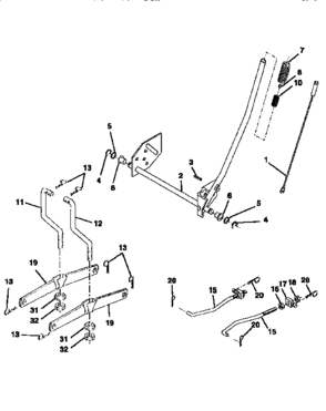 Lift Diagram and Parts List for 917256491  Craftsman Lawn Tractor