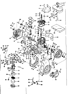 Basic Engine Diagram and Parts List for 143501170  Craftsman Engine