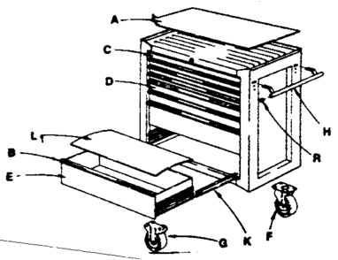 Unit Parts Diagram and Parts List for 65034  Craftsman Cabinet