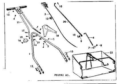 Handle Assembly Diagram and Parts List for 53681992  Craftsman Lawn Mower