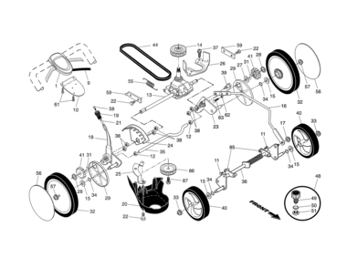 Drive Control/gear Case/wheels Diagram and Parts List for 917370927  Craftsman Lawn Mower