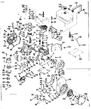 Basic Engine Diagram and Parts List for 143546092  Craftsman Engine