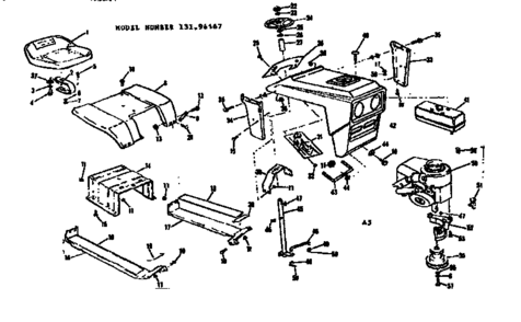 Grill And Seat Assembly Diagram and Parts List for 13196467  Craftsman Lawn Mower