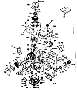 Basic Engine Diagram and Parts List for 143226322  Craftsman Engine