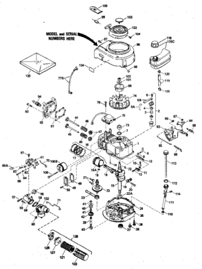 Replacement Parts Diagram and Parts List for 143394122  Craftsman Engine