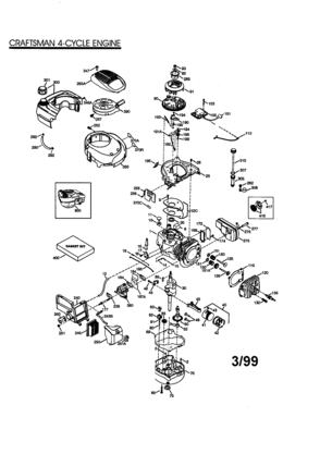 Craftsman 4-cycle Engine Diagram and Parts List for 143996710  Craftsman Engine