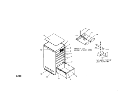 7 Drawer Side Cabinet Diagram and Parts List for 706655175  Craftsman Tool Stand & Cart