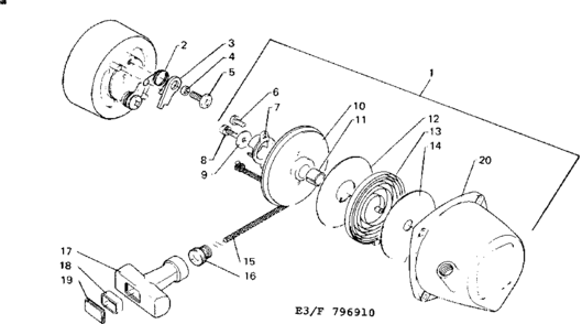 Starter Assembly Diagram and Parts List for 234796910  Craftsman Trimmer