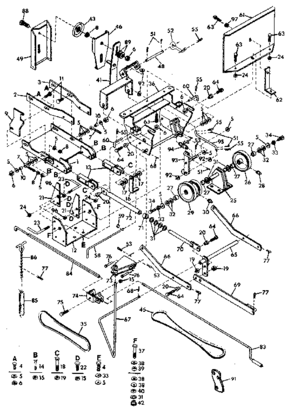 Main Frame Diagram and Parts List for 842240711  Craftsman Snow Blower