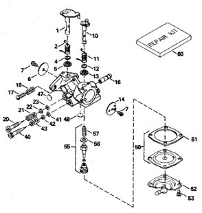 Replacement Parts Diagram and Parts List for 143804102  Craftsman Engine