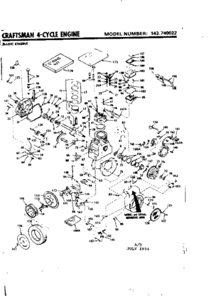 Replacement Parts Diagram and Parts List for 143740022  Craftsman Engine