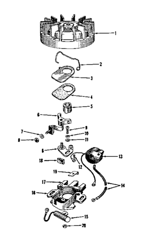 Magneto No. 27986 Diagram and Parts List for 14390020  Craftsman Engine