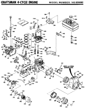 Replacement Parts Diagram and Parts List for 143826082  Craftsman Engine
