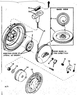 Rewind Starter No. 590331b Diagram and Parts List for 91762812  Craftsman Chainsaw