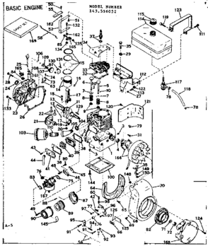 Basic Engine Diagram and Parts List for 143556052  Craftsman Engine