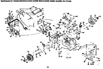Mower Deck Diagram and Parts List for 131974500  Craftsman Lawn Mower