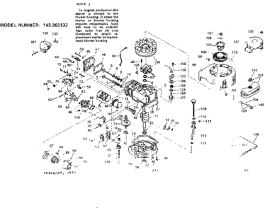 Replacement Parts Diagram and Parts List for 143265132  Craftsman Engine