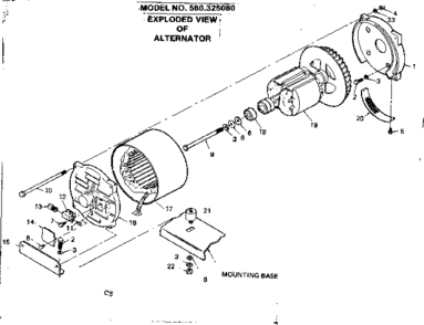 Alternator Diagram and Parts List for 580325080  Craftsman Engine