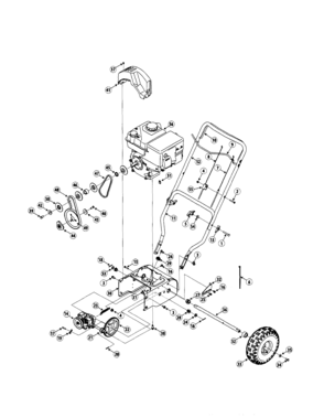 Handle/engine/wheels Diagram and Parts List for 247887790  Craftsman Snow Blower