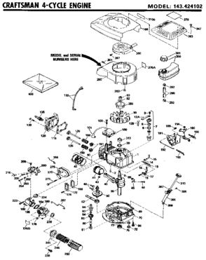 Replacement Parts Diagram and Parts List for 143424102  Craftsman Engine