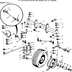 16 Garden Tractor/front Axle Diagram and Parts List for 917257050  Craftsman Lawn Tractor