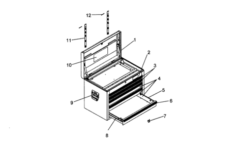 Tool Chest Diagram and Parts List for 706452570  Craftsman Tool Stand & Cart