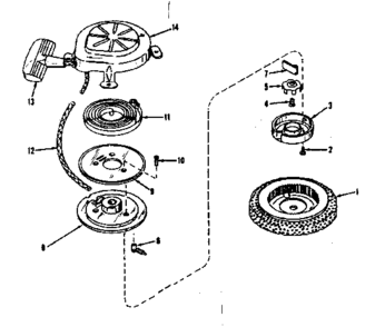 Rewind Starter No. 590358 Diagram and Parts List for 143521081  Craftsman Engine