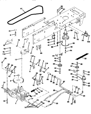 Drive Diagram and Parts List for 917256460  Craftsman Lawn Tractor