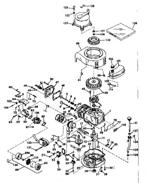 Basic Engine Diagram and Parts List for 143164152  Craftsman Engine