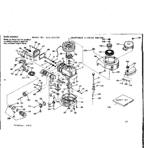 Replacement Parts Diagram and Parts List for 143254532  Craftsman Engine