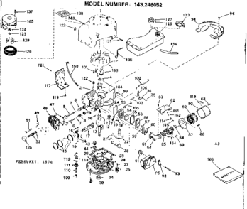 Replacement Parts Diagram and Parts List for 143246052  Craftsman Engine