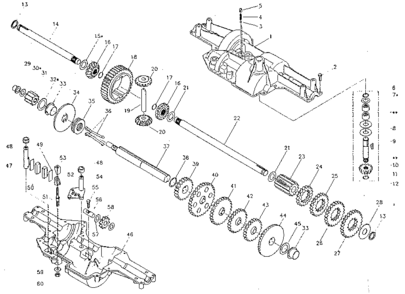 Five Speed Transaxle Dana Model No. 4450-1 Diagram and Parts List for 502254160  Craftsman Lawn Tractor