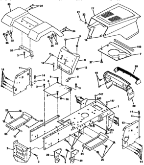 Chassis And Enclosures Diagram and Parts List for 917258111  Craftsman Lawn Tractor