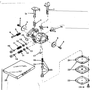 Carburetor Diagram and Parts List for 143184122  Craftsman Engine