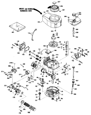Replacement Parts Diagram and Parts List for 143434222  Craftsman Engine