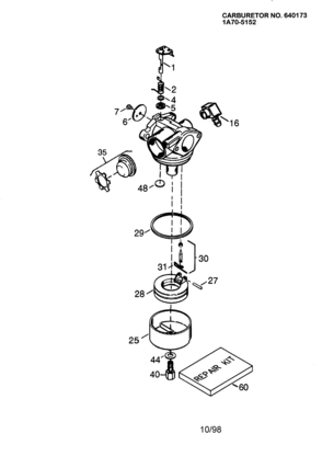 Carburetor 640173 Diagram and Parts List for 143994500  Craftsman Engine
