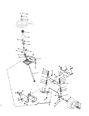 Steering Assembly Diagram and Parts List for 917277250  Craftsman Lawn Tractor