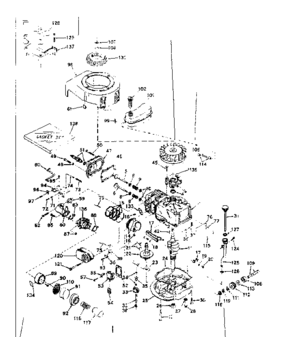 Basic Engine Diagram and Parts List for 143174152  Craftsman Engine
