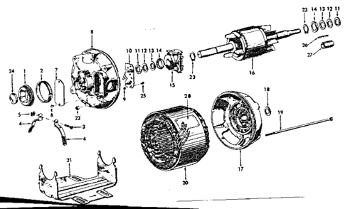 Unit Diagram and Parts List for 11319351  Craftsman Power Motor